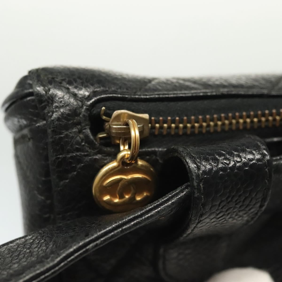 Chanel Vintage Zip Belt Bag Quilted Caviar, BLACK, LEATHER, Clutche & pouche
