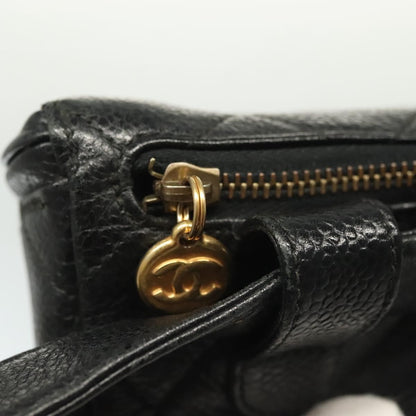 Chanel Vintage Zip Belt Bag Quilted Caviar, BLACK, LEATHER, Clutche & pouche