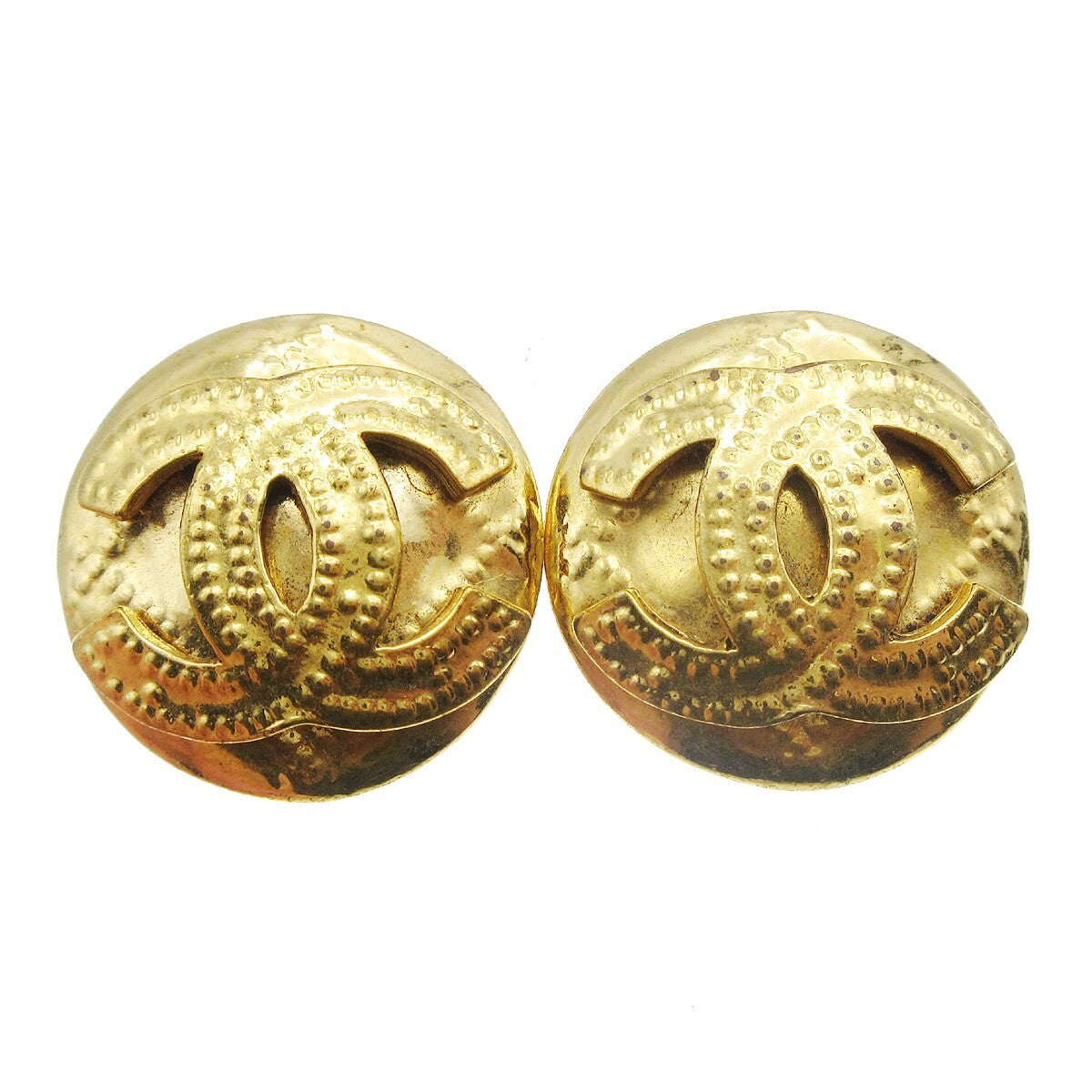 Chanel CC Button Clip-On Earrings Metal, GOLD, GOLD_PLATED, Earrings