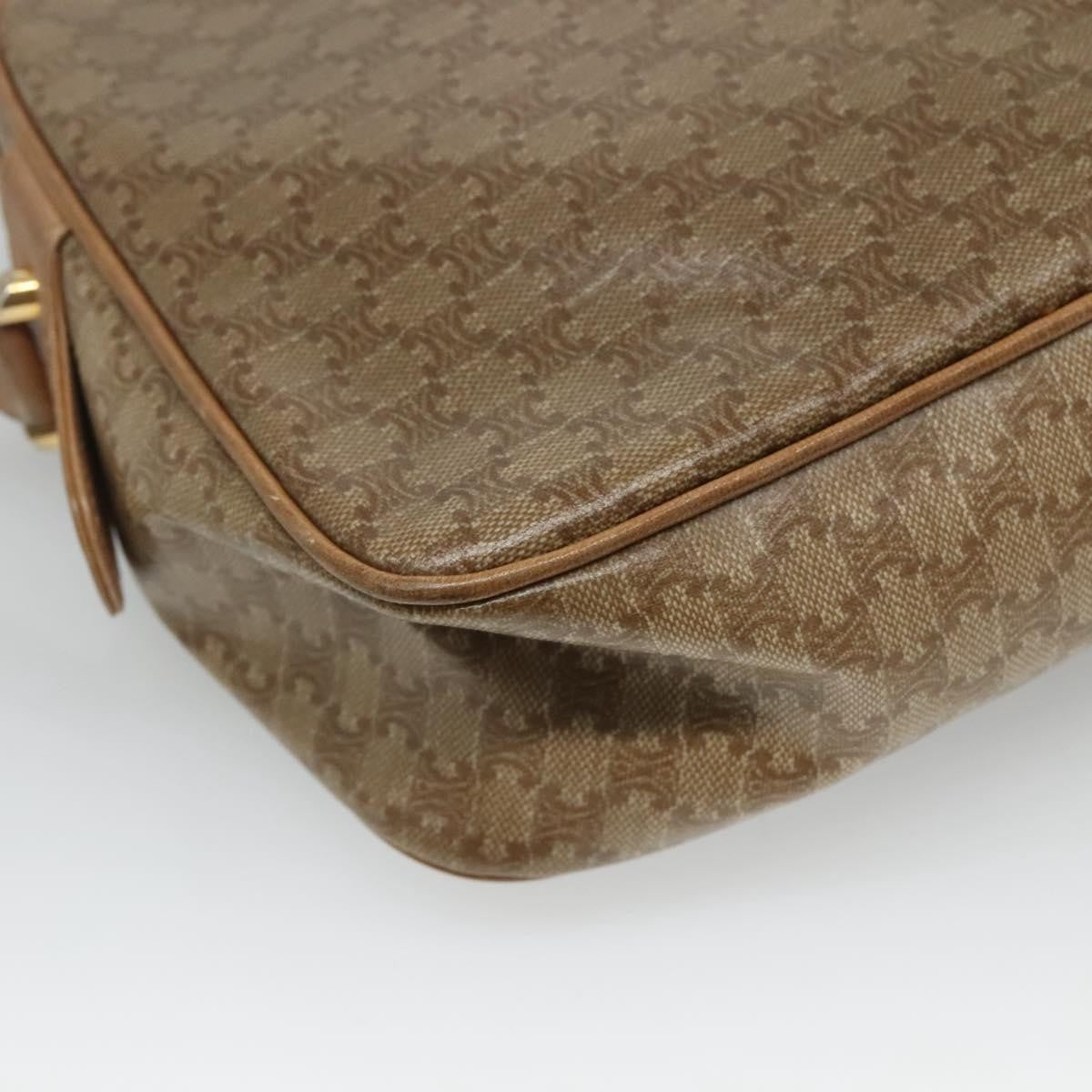 Celine Vintage Macadam Shoulder Bag Canvas and Leather, Beige, Canvas, Shoulder Bag