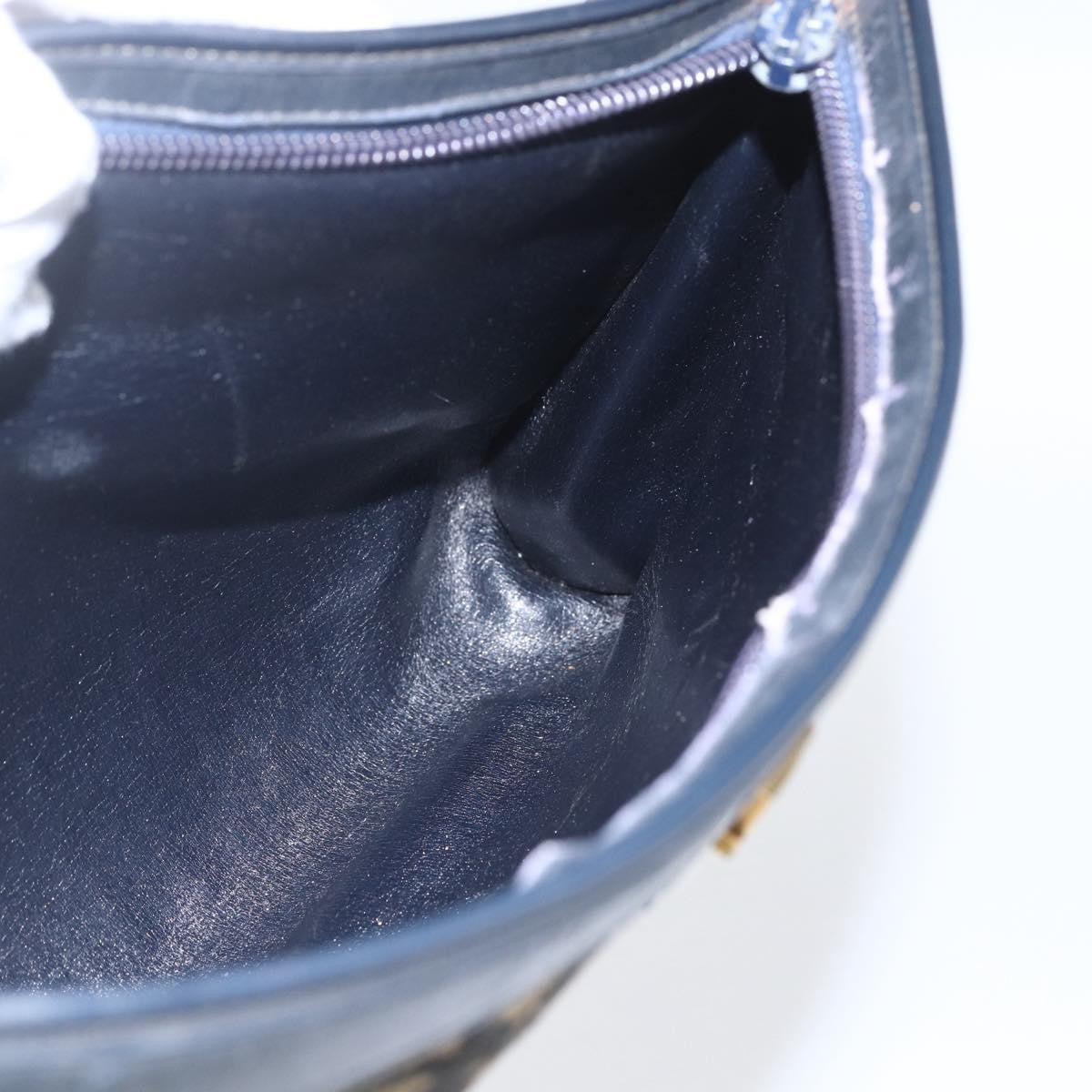 Christian Dior Vintage Trotter Shoulder Bag Canvas, NAVY, CANVAS, Shoulder bag
