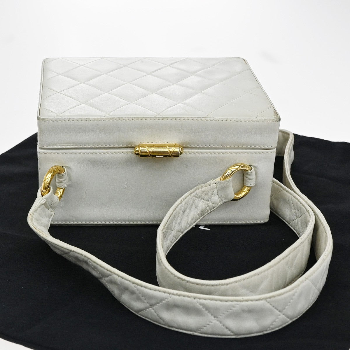 Chanel CC Logo Chain Handbag Canvas and Leather, ECRU, CALFSKIN, Handbag