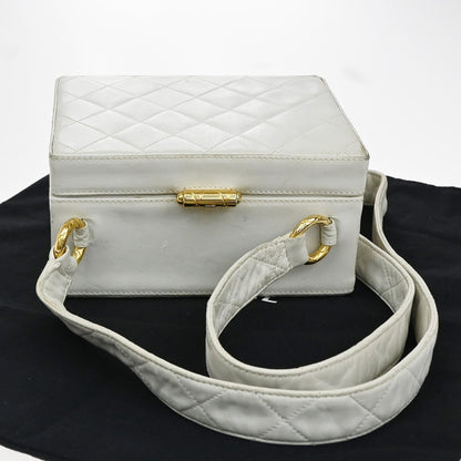 Chanel CC Logo Chain Handbag Canvas and Leather, ECRU, CALFSKIN, Handbag