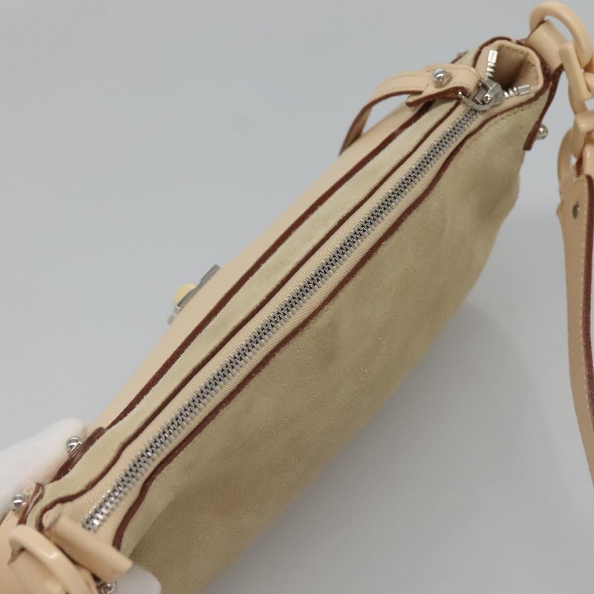 Salvatore Ferragamo Gancini Shoulder Bag Suede, BEIGE, SUEDE, Shoulder bag