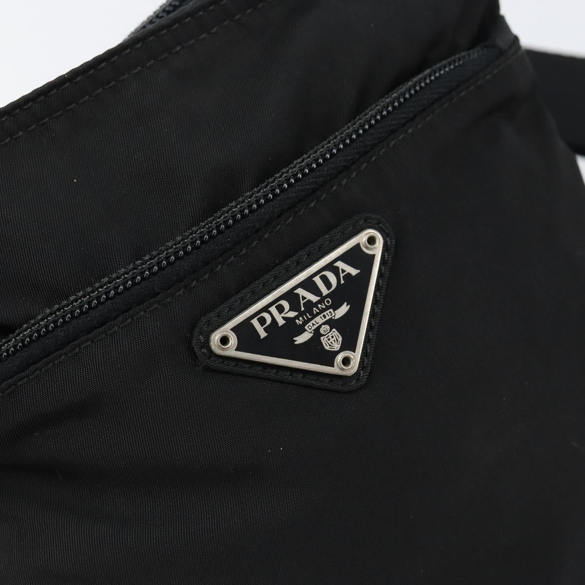 Prada Front Zip Convertible Flat Messenger Tessuto with Leather, BLACK, NYLON, Shoulder bag