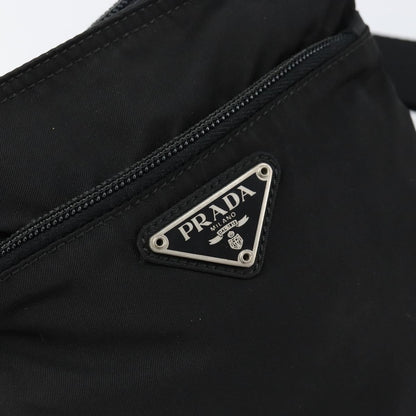 Prada Front Zip Convertible Flat Messenger Tessuto with Leather, BLACK, NYLON, Shoulder bag
