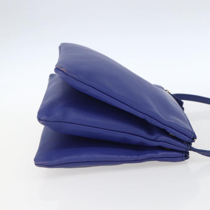 Celine Trio Crossbody Bag Leather, BLUE, LEATHER, Shoulder bag