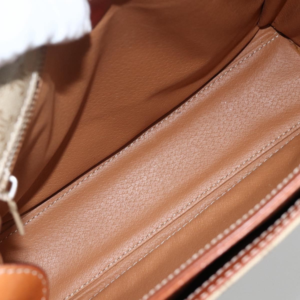 Celine Vintage Macadam Circle Logo Shoulder Bag Canvas and Leather, Beige, Canvas, Shoulder Bag