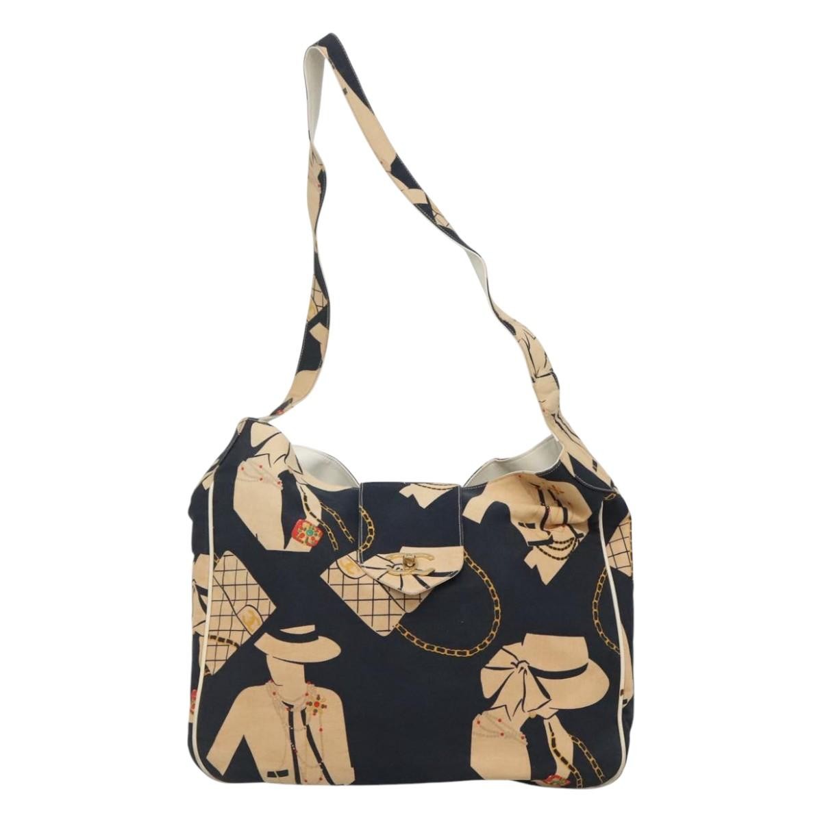Chanel Miss Mademoiselle Shoulderbag Canvas, NAVY, CANVAS, Shoulder bag