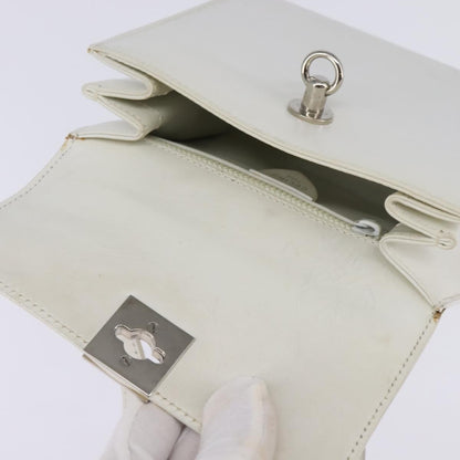 Celine Gancini Handbag Leather, WHITE, LEATHER, Handbag