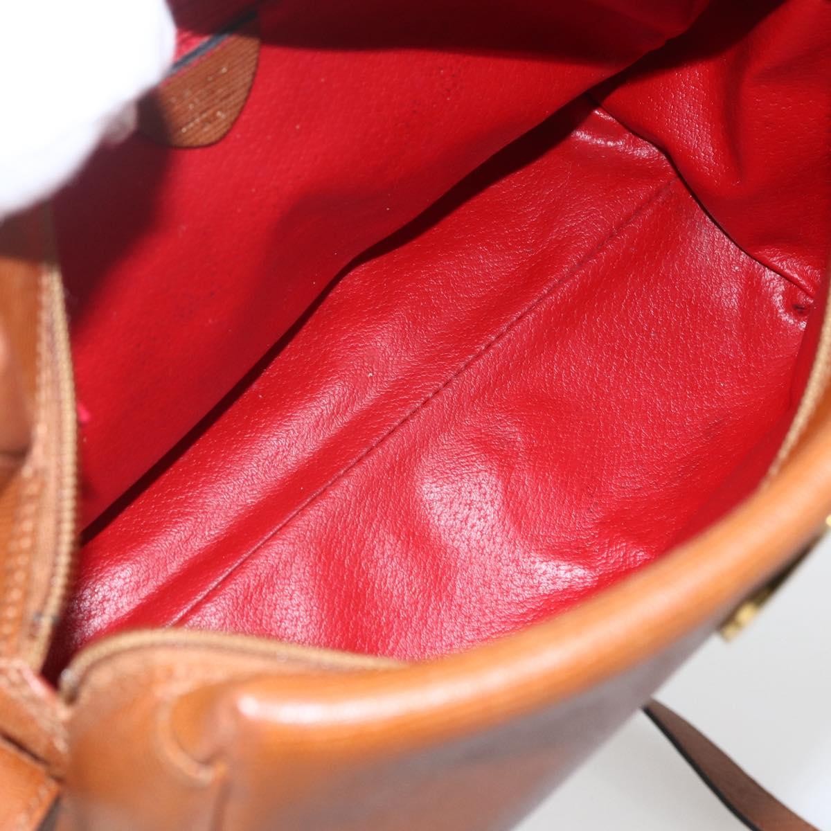 Celine Circle Logo Shoulder Bag Leather, BROWN, LEATHER, Shoulder bag