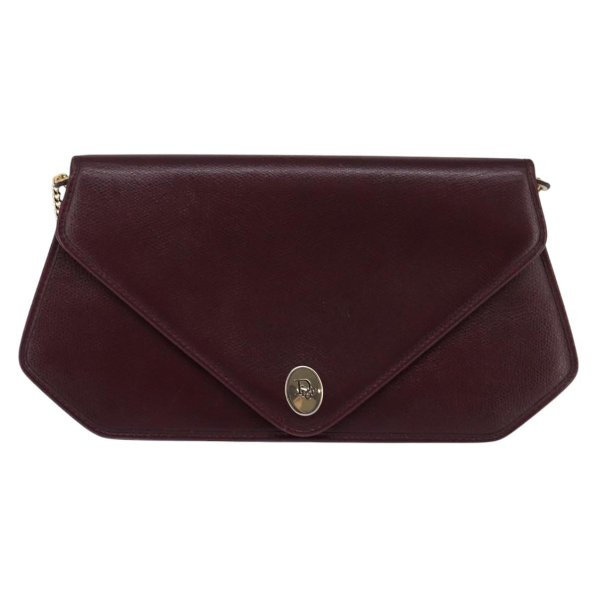 Christian Dior Flap chain Shoulder bag Leather, BURGUNDY, LEATHER, Shoulder bag