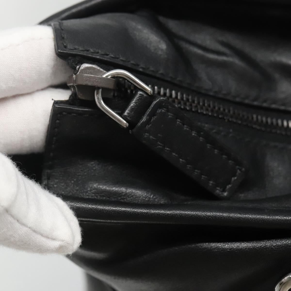 Prada Vintage Zip Handbag Tessuto, BLACK, LEATHER, Handbag