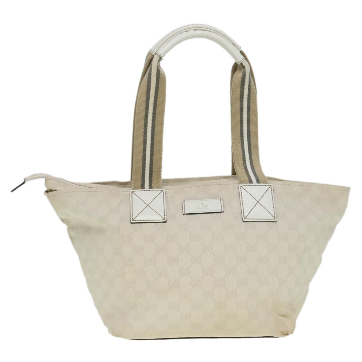 Gucci Web Zip Tote GG Canvas, WHITE, CANVAS, Tote bag