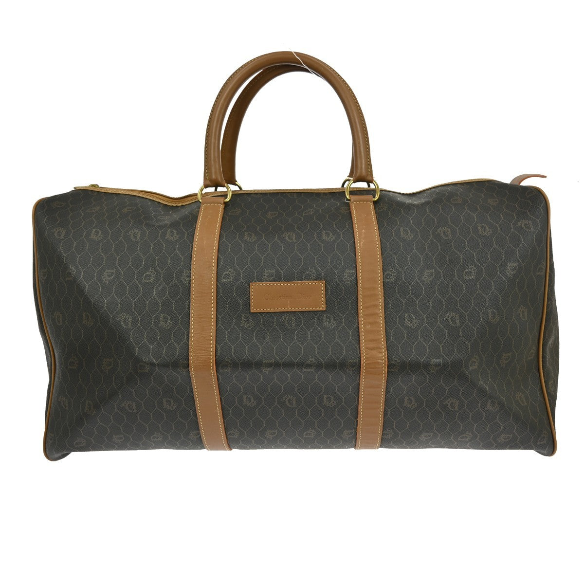 Christian Dior Vintage Honeycomb Boston bag Canvas and Leather, BLACK, PVC, Travel bag