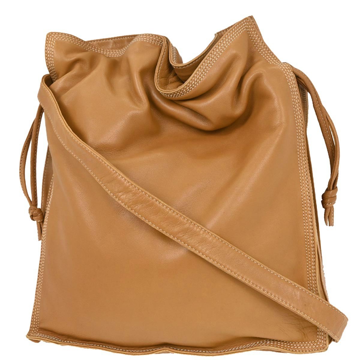 Loewe Anagram Shoulder Bag Leather, BROWN, LEATHER, Shoulder bag