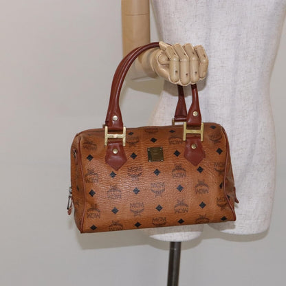 MCM Visetos logogramme Handbag Canvas and Leather, BROWN, PVC, Handbag