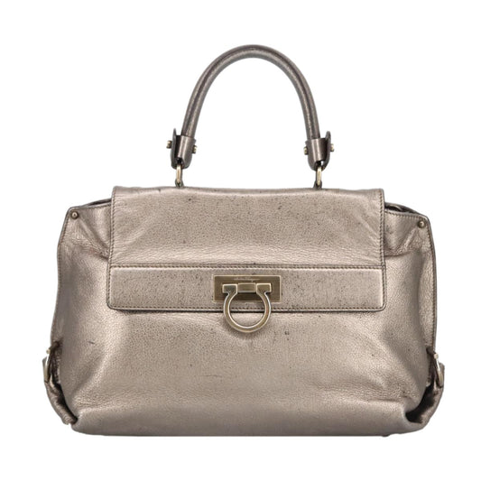 Salvatore Ferragamo Sofia Satchel Leather, SILVER, LEATHER, Handbag