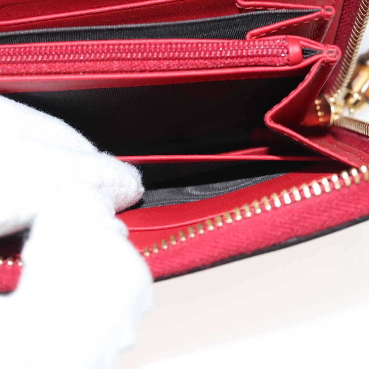 Gucci Bamboo Tassel Zip Organizer Wallet Leather, RED, LEATHER, Wallets