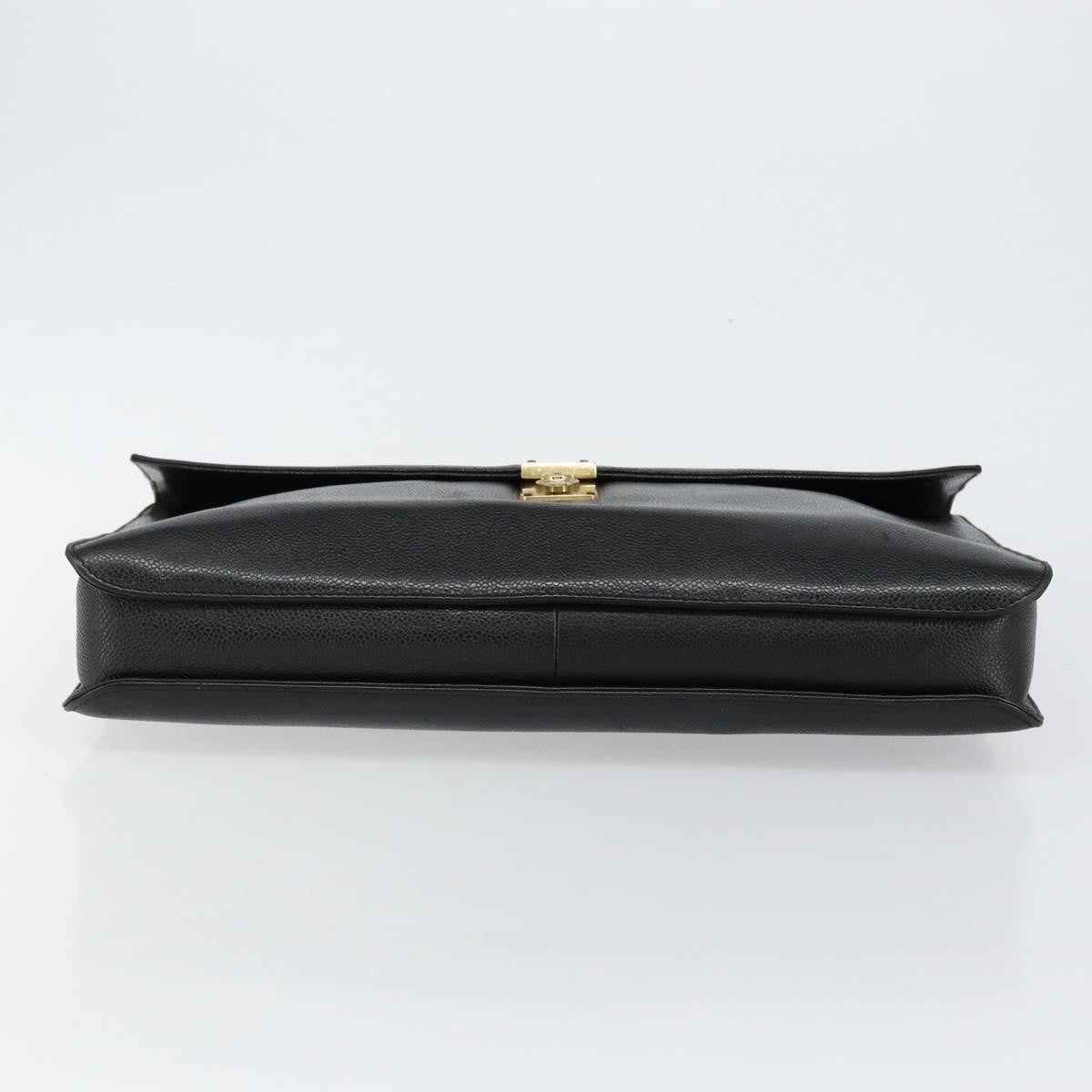 Chanel Vintage Lock Briefcase Caviar, Black, Leather, Briefcase