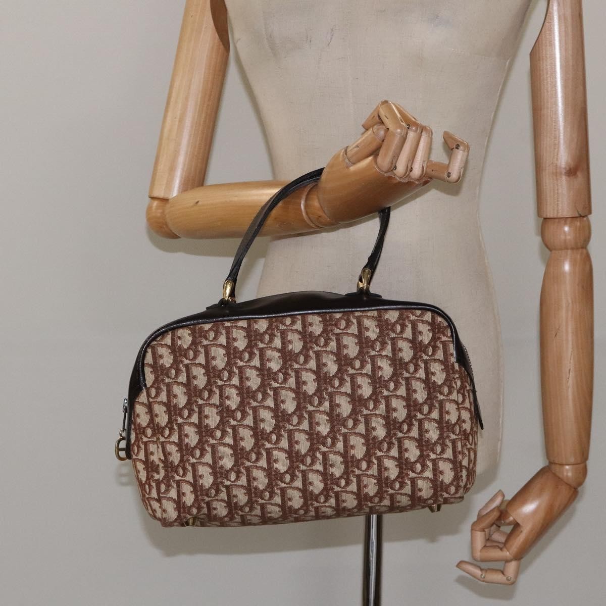 Christian Dior Vintage Trotter Handbag Canvas, BEIGE, CANVAS, Handbag