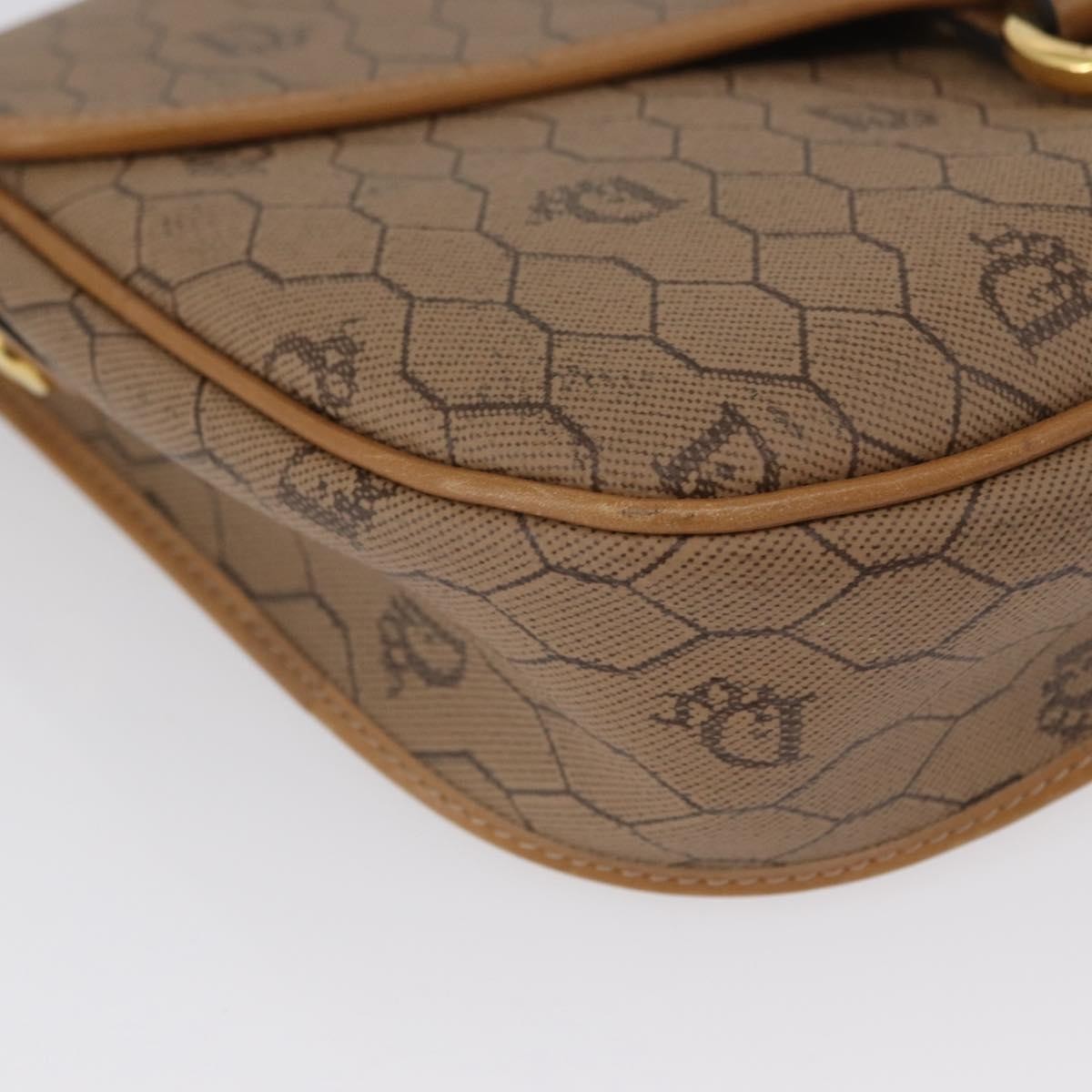 Christian Dior Vintage Honeycomb Shoulder Bag Canvas and Leather, BEIGE, CANVAS, Shoulder bag