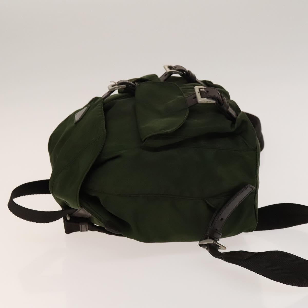 Prada Vela Double Front Pocket Backpack Tessuto with Saffiano Leather, KHAKI, NYLON, Backpack
