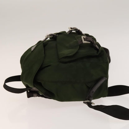 Prada Vela Double Front Pocket Backpack Tessuto with Saffiano Leather, KHAKI, NYLON, Backpack