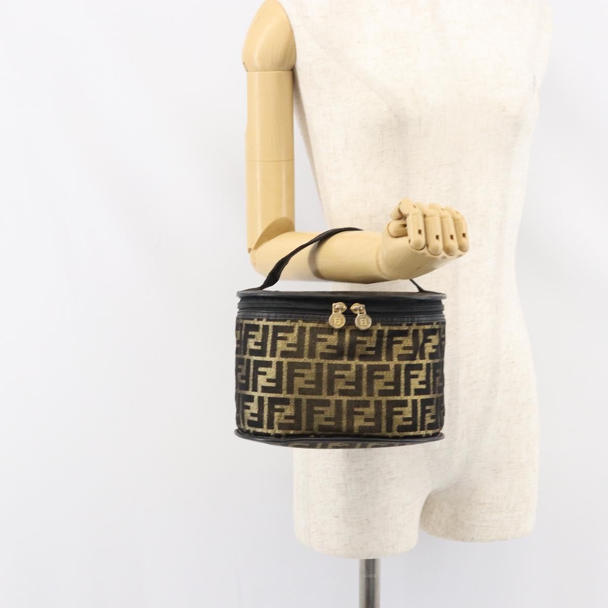 Fendi Vanity Clutch Canvas, BROWN, CANVAS, Clutche & pouche