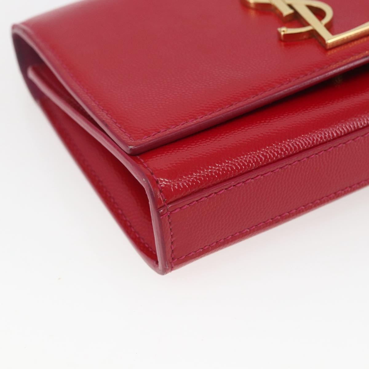 Saint Laurent Classic Monogram Crossbody Bag Grainy Leather, RED, LEATHER, Clutche & pouche
