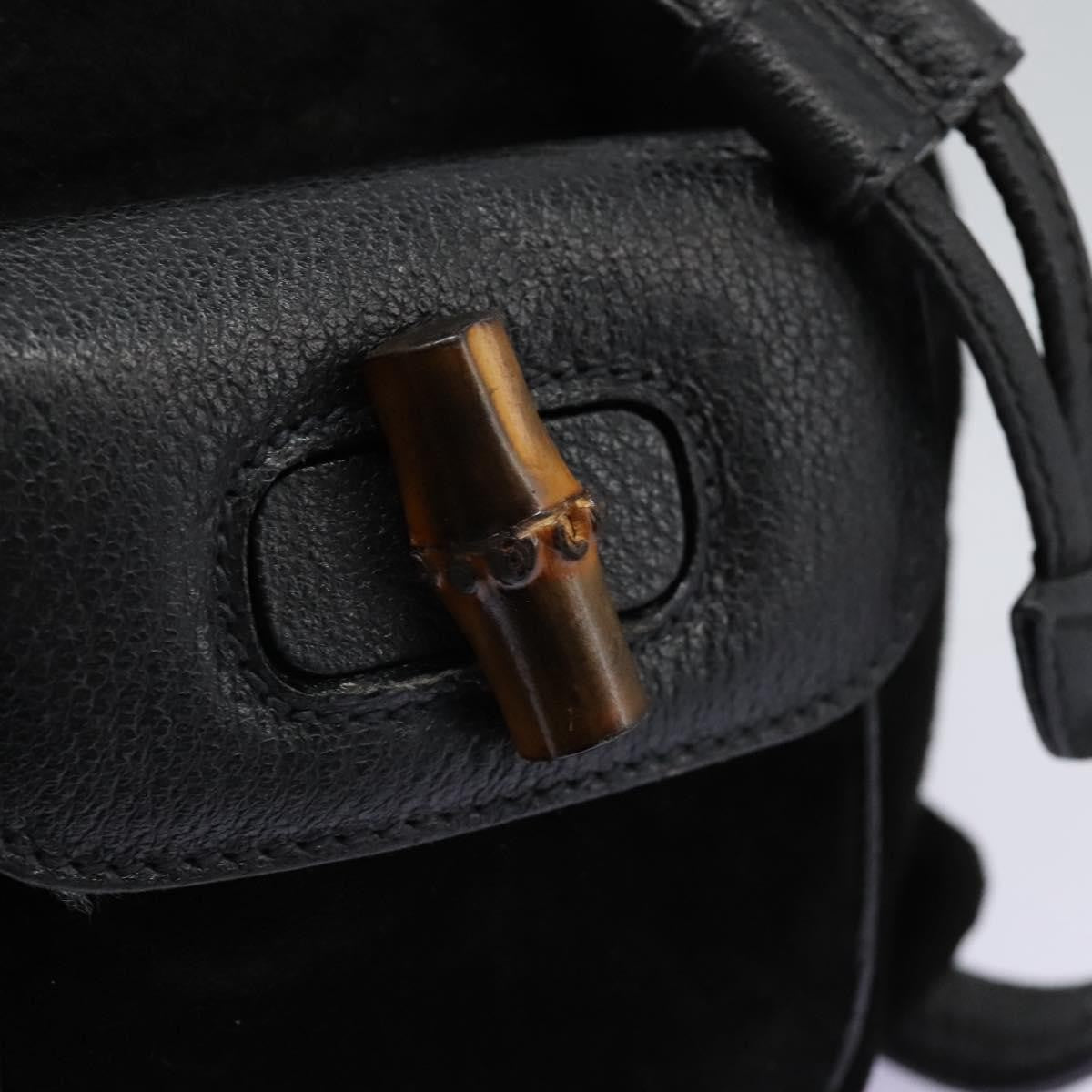 Gucci Vintage Bamboo Backpack Suede, BLACK, SUEDE, Backpack