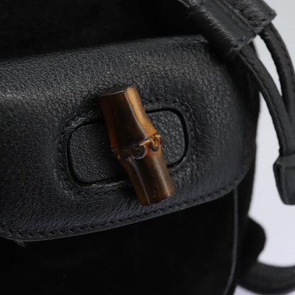 Gucci Vintage Bamboo Backpack Suede, BLACK, SUEDE, Backpack