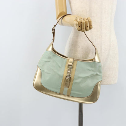 Gucci Vintage Jackie Shoulder Bag Canvas and Leather, Blue, Canvas, Shoulder Bag