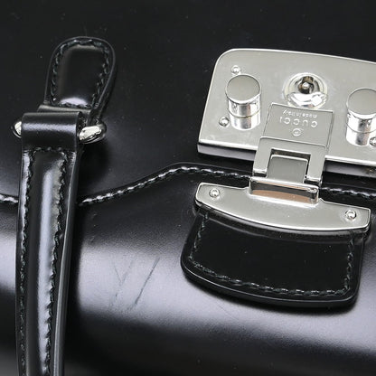 Gucci Lady Lock Satchel Leather, Black, Leather, Handbag