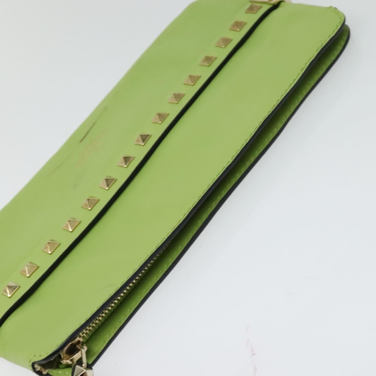 Valentino Garavani Rockstud Pouch Leather, GOLD, LEATHER, Clutche & pouche
