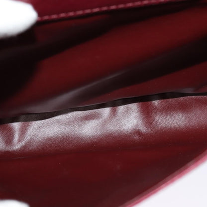 Celine Circle logo Leather, BURGUNDY, LEATHER, Shoulder bag