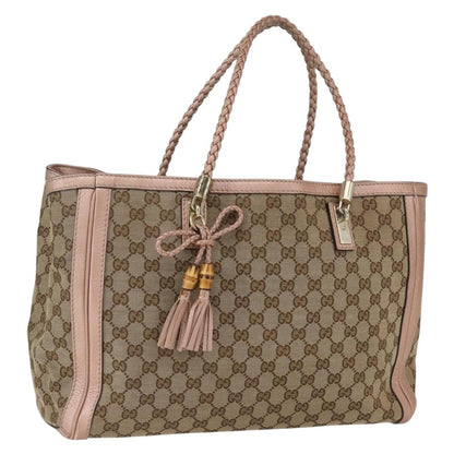 Gucci Bella Tote GG Canvas with Leather, BEIGE, CANVAS, Tote bag