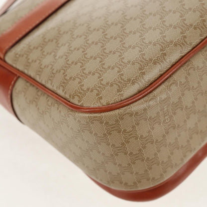 Celine Vintage Macadam Handbag Canvas and Leather, BEIGE, CANVAS, Handbag