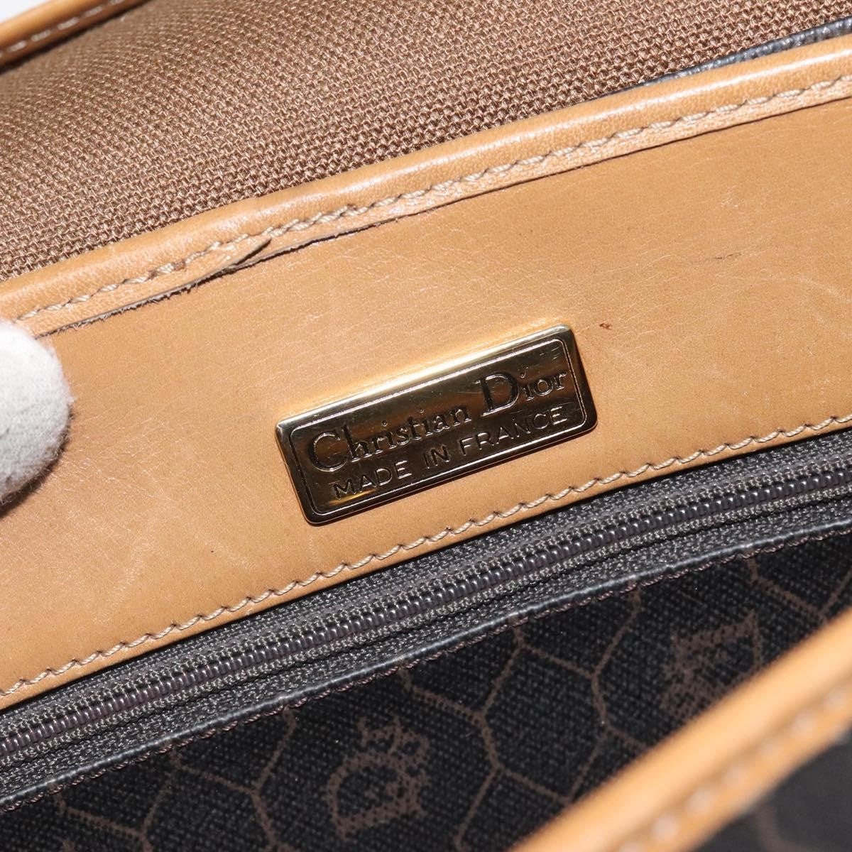 Christian Dior Vintage Honeycomb Flap Crossbody Bag Canvas and Leather, BLACK, CANVAS, Crossbody bag