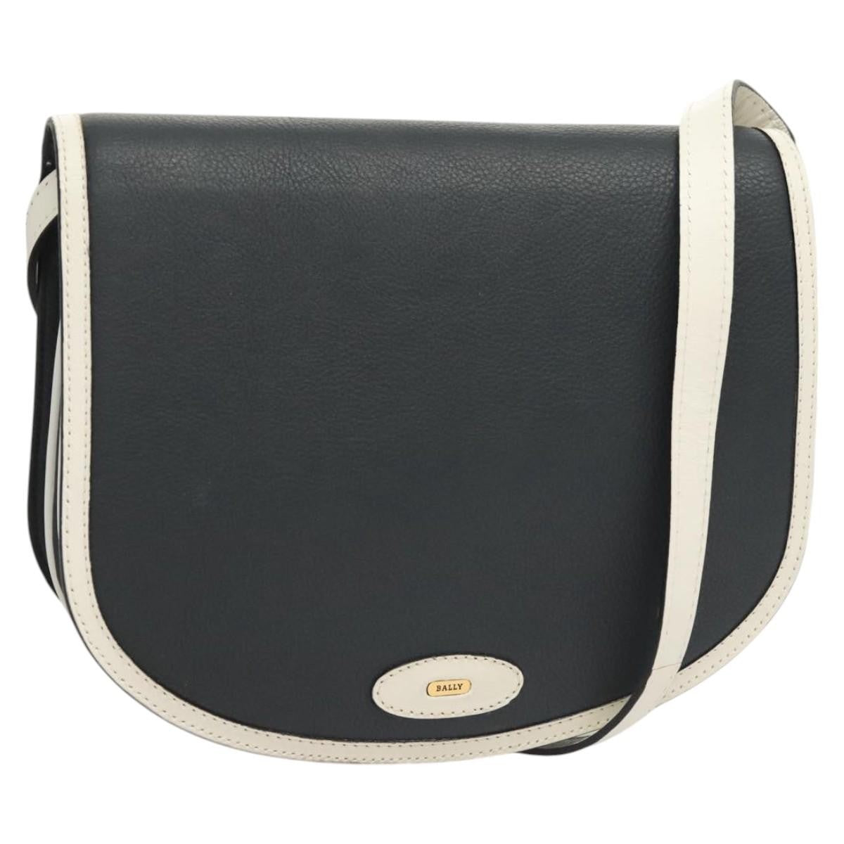 Bally Vintage Shoulder Bag Leather, Navy, Leather, Handbag