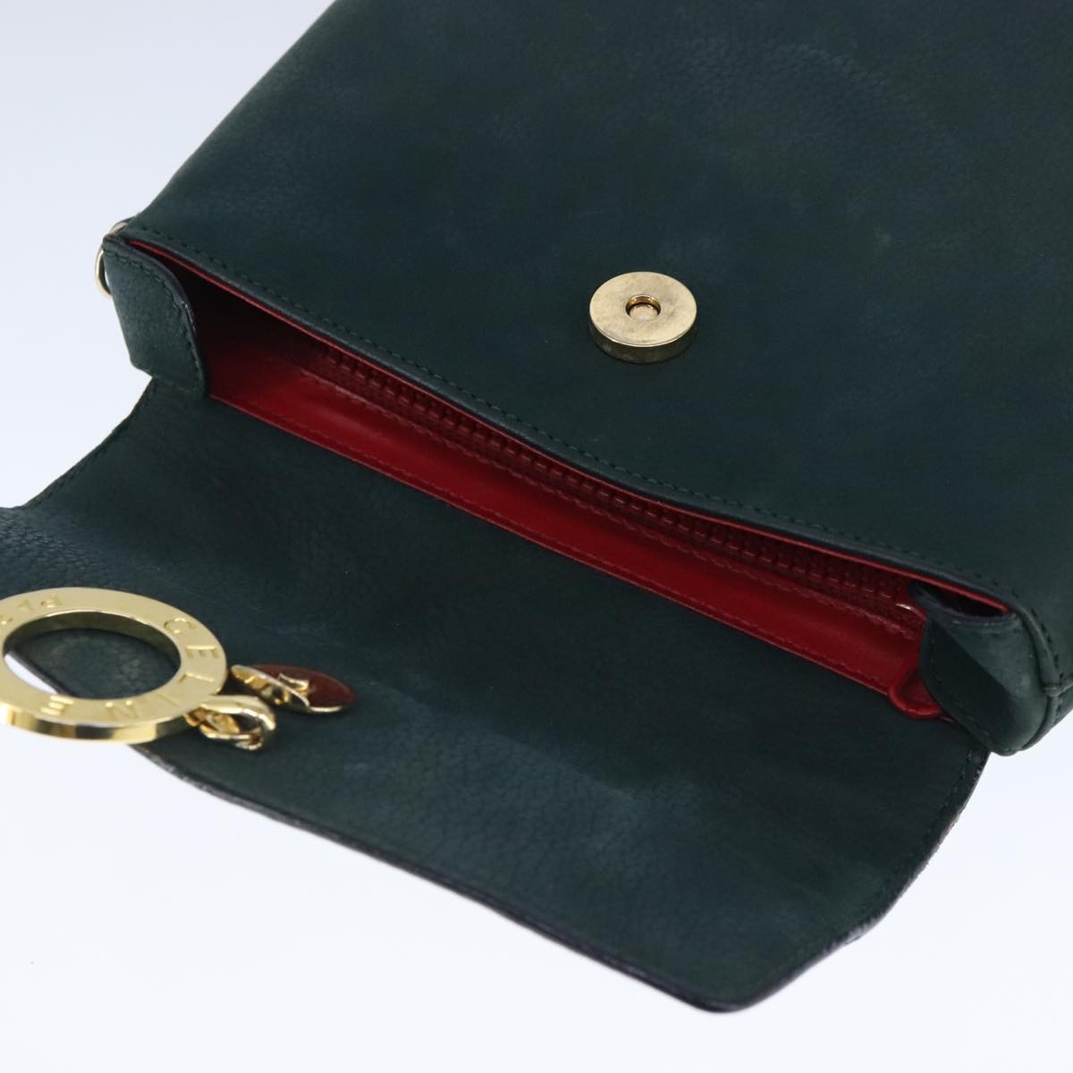 Celine Circle Logo Handbag Leather, GREEN, LEATHER, Handbag