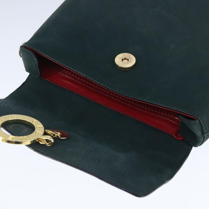 Celine Circle Logo Handbag Leather, GREEN, LEATHER, Handbag