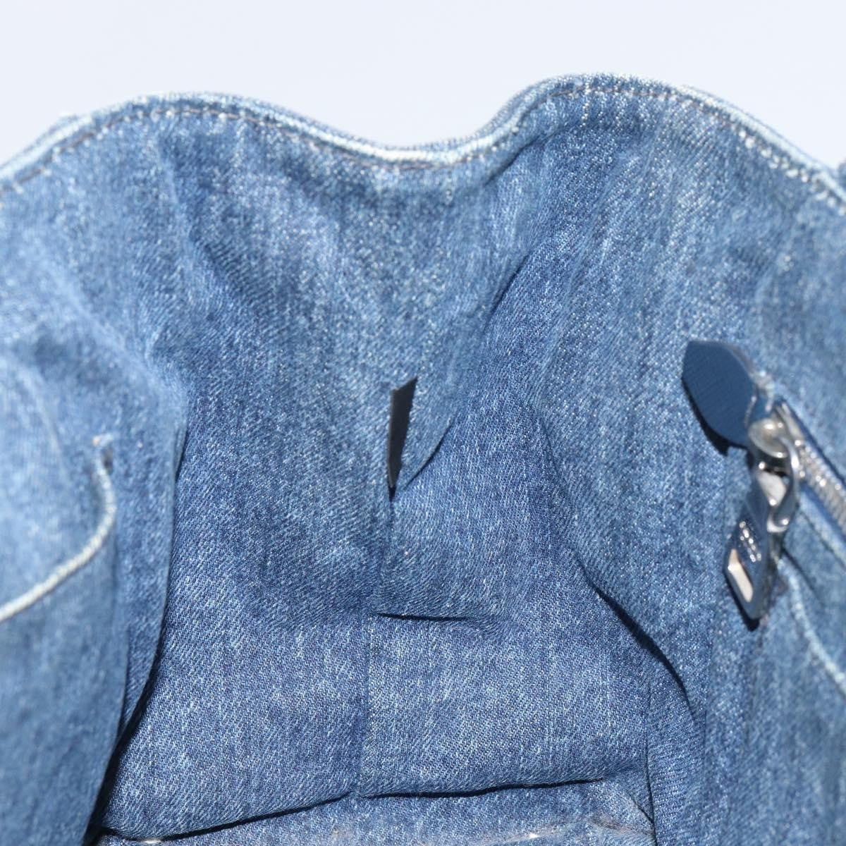 Prada Canapa Open Tote Denim, BLUE, CANVAS, Handbag