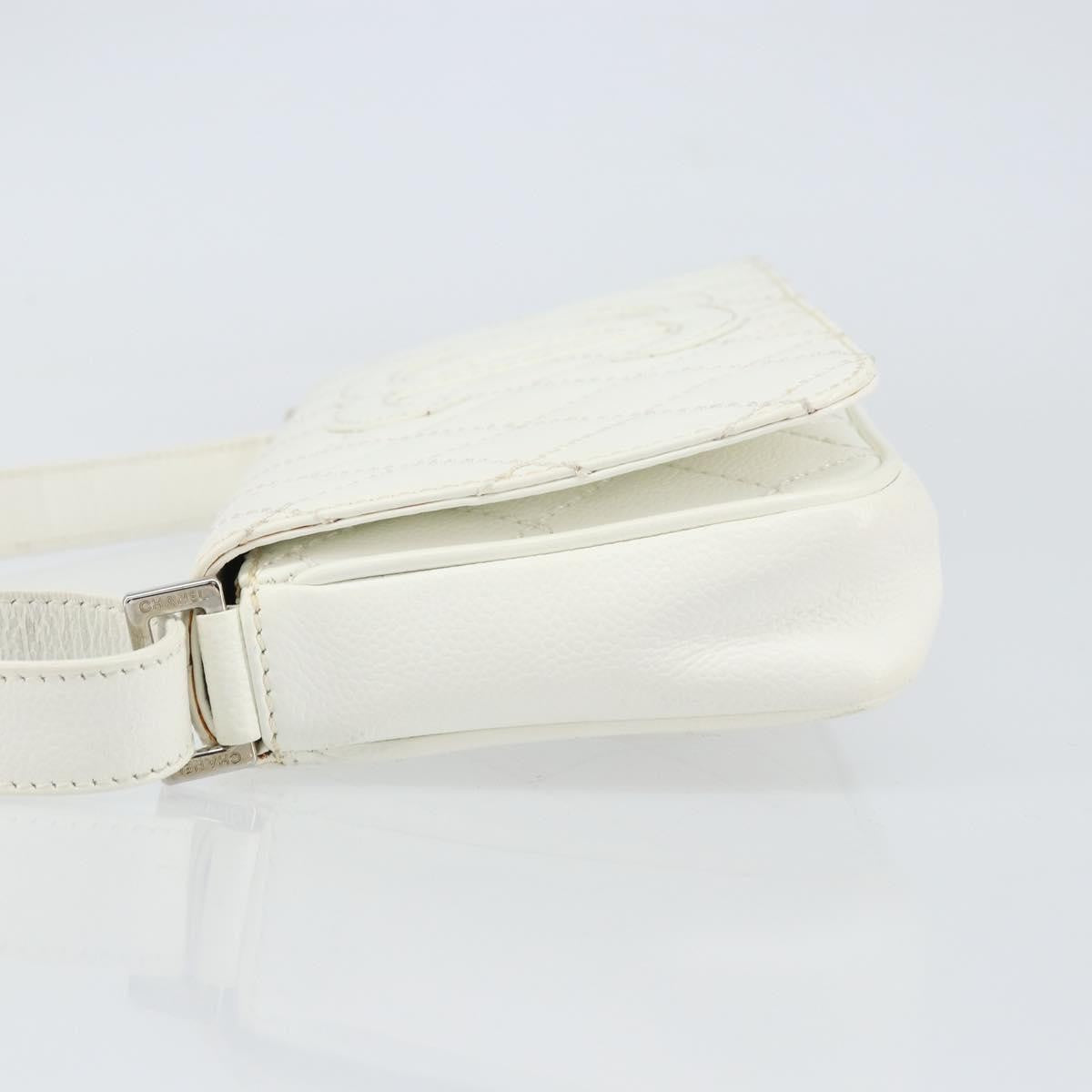 Chanel Vintage Timeless CC Adjustable Shoulder Bag Quilted Calfskin, White, Leather, Shoulder Bag