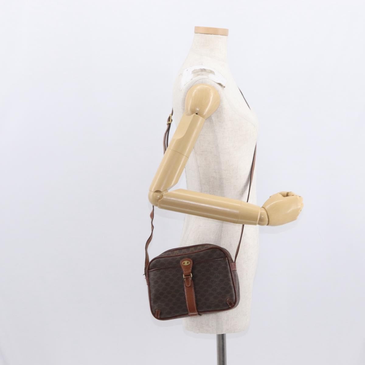 Celine Macadam Shoulder Bag Canvas, BROWN, CANVAS, Shoulder bag