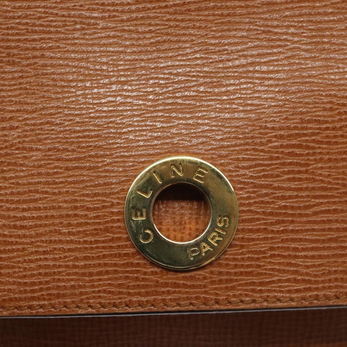 Celine Circle logo Leather, BROWN, LEATHER, Shoulder bag
