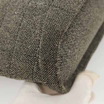 Chanel Vintage Chocolate Bar Metal Ring Tote Quilted Canvas, GRAY, CANVAS, Handbag