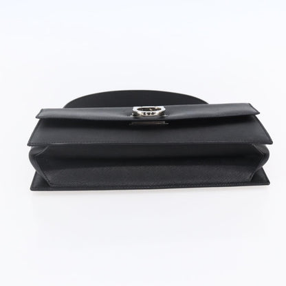 Salvatore Ferragamo Gancini handbag Leather, BLACK, LEATHER, Shoulder bag