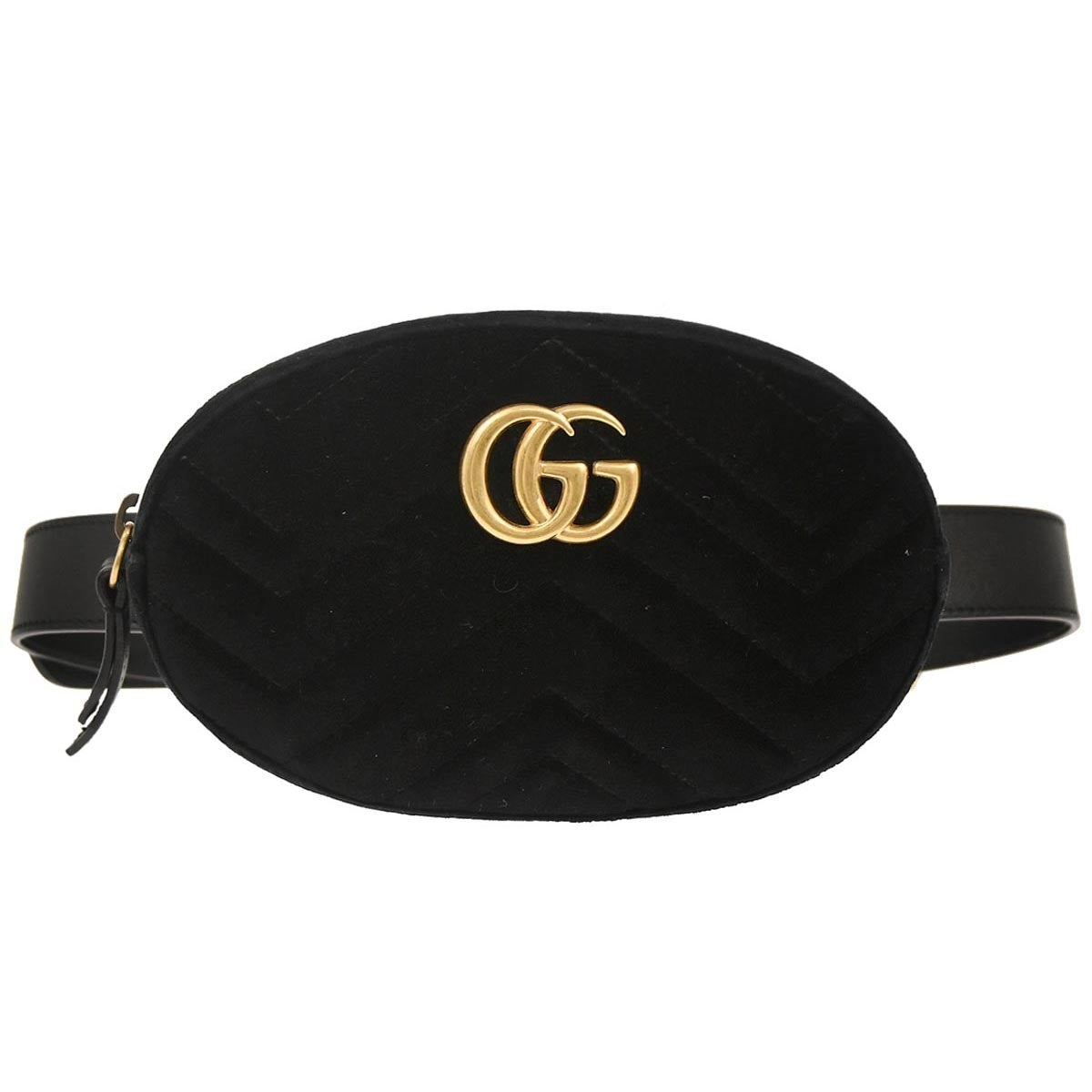 Gucci GG Marmont Belt Bag Matelasse Velvet, BLACK, VELVET, Clutche & pouche