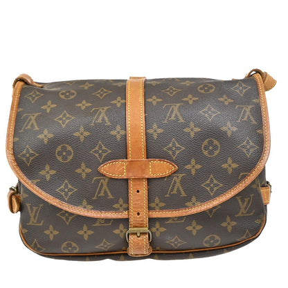 Louis Vuitton Saumur Handbag Monogram Canvas, BROWN, CANVAS, Shoulder bag